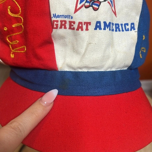 1970s Vintage Bugs Bunny Great America Six Flags Patriotic Souvenir Engineer Hat - Picture 13 of 16